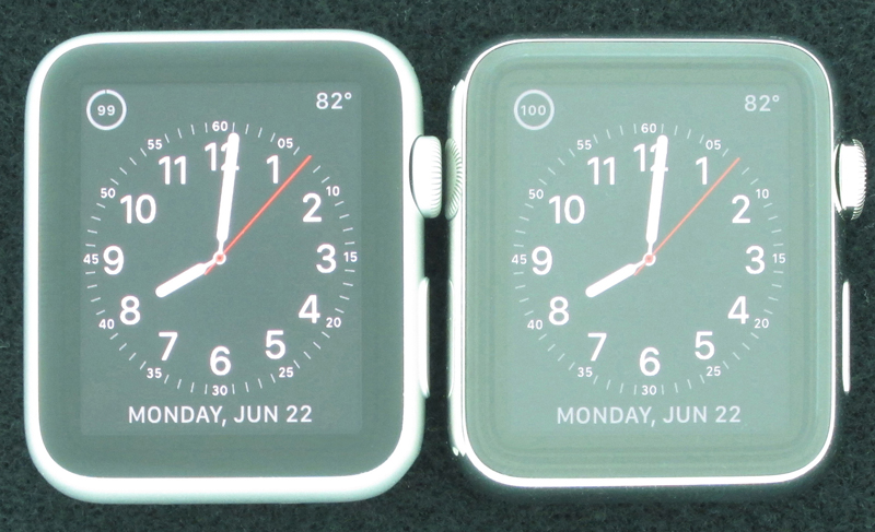 Photo of the Apple Watches in 2,000 lux Ambient Light